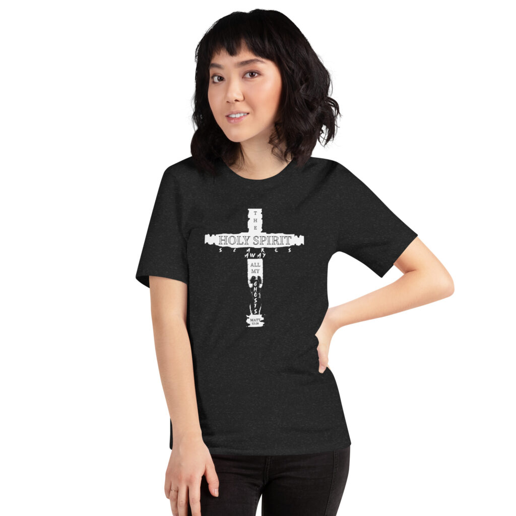 The Holy Spirit Scares All My Ghost text design white